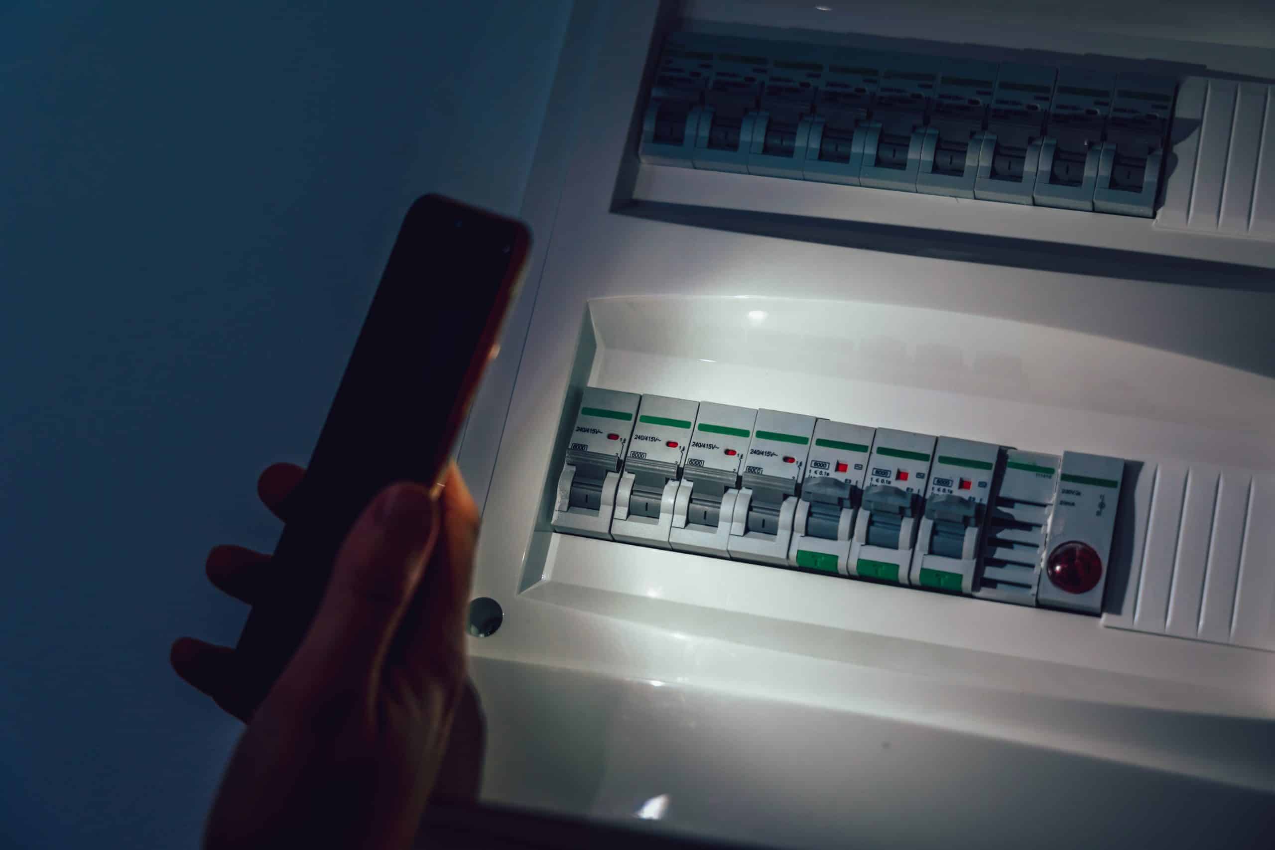 examine an outlet box during a power outage.